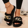 Open Toe Furry Sandals For Women - Fluffy & Winter-Ready Design