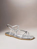 SHUZIA Women's Minimalist Elegant Metal Ring Decor Sling Back ThongFlat Sandals